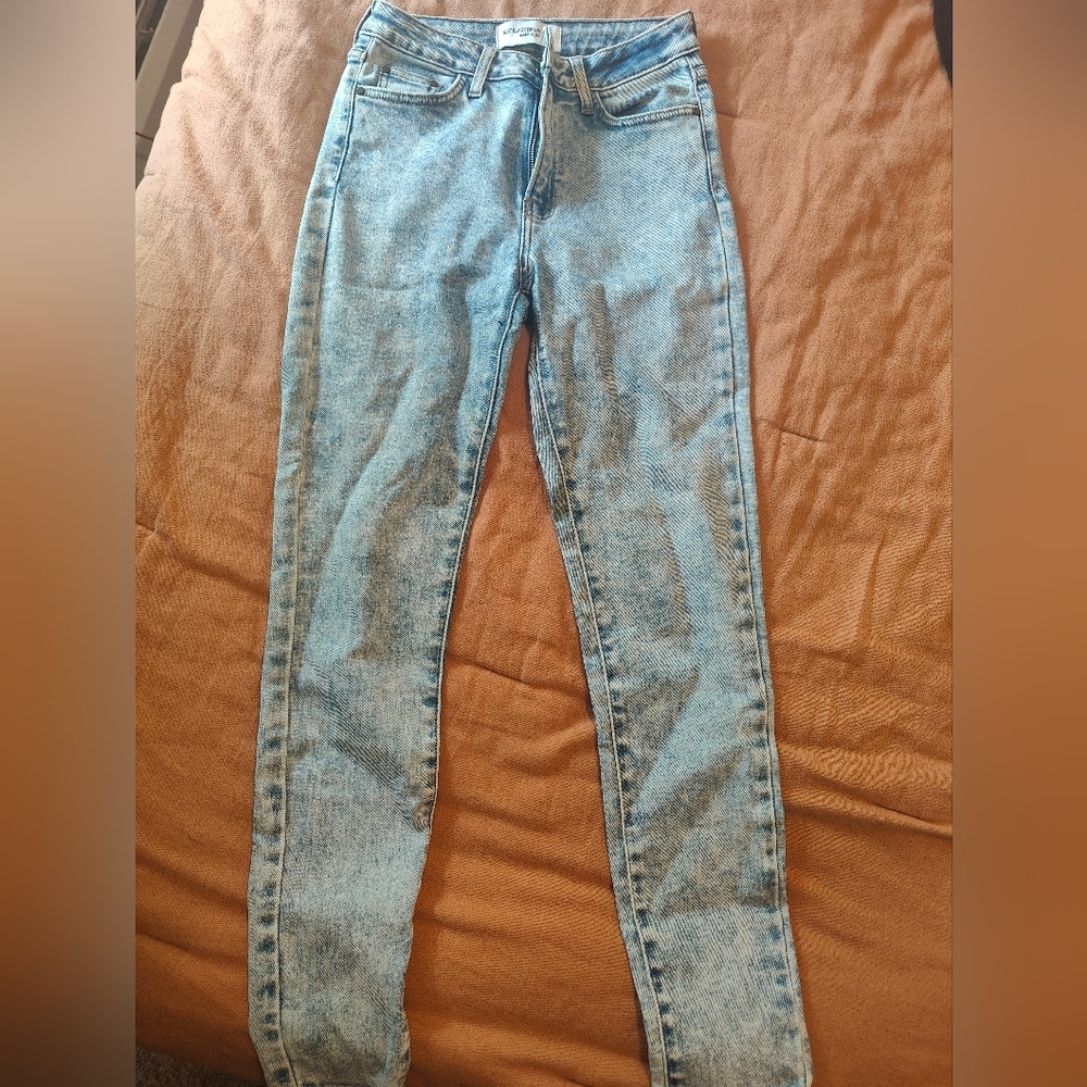 Just Black Light Blue Acid Wash Skinny Jeans